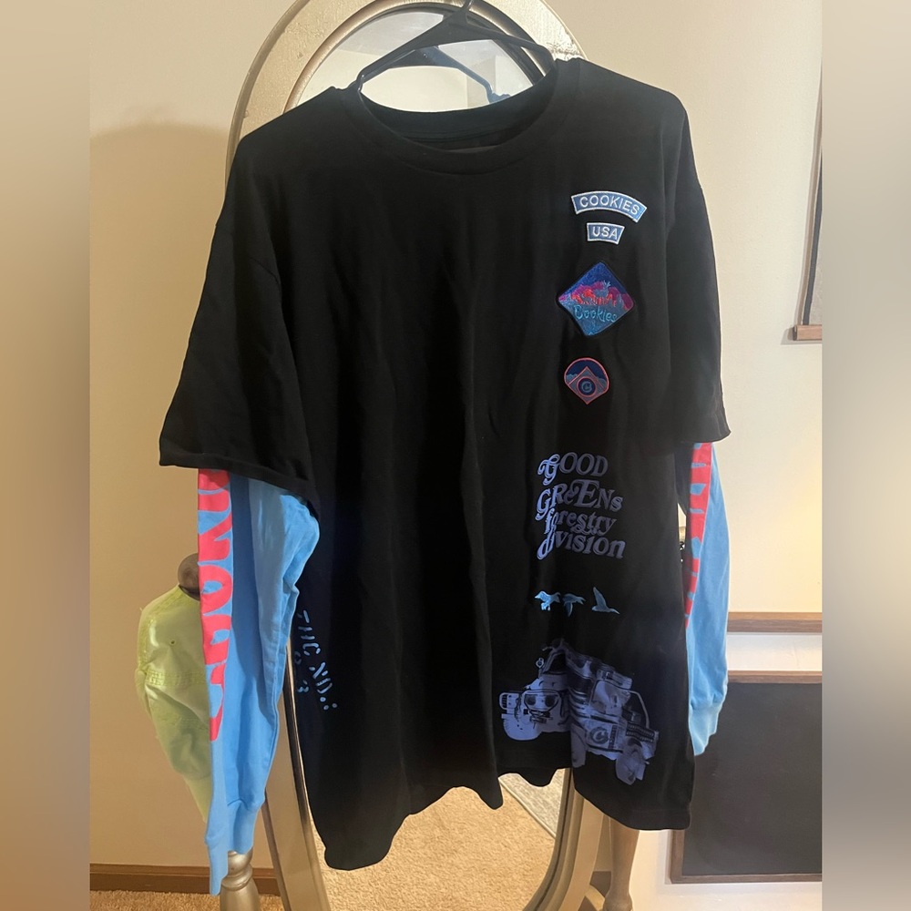 Men’s Cookies Black and Blue Long Sleeve Men's Shirt